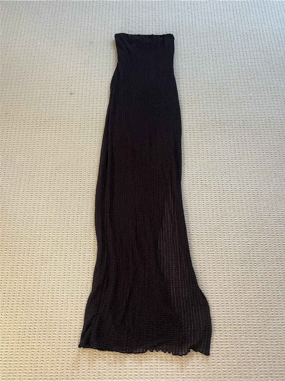Black/Dark Brown Strapless Knit Bodycon Maxi Dress
